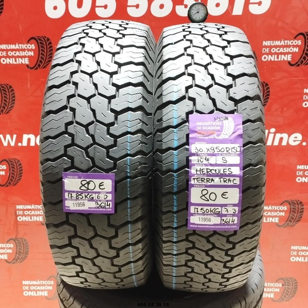 2x 30 X9.5 R15LT 104S HERCULES TERRA TRAC M+S* 6.0/7.3mm REF:11956