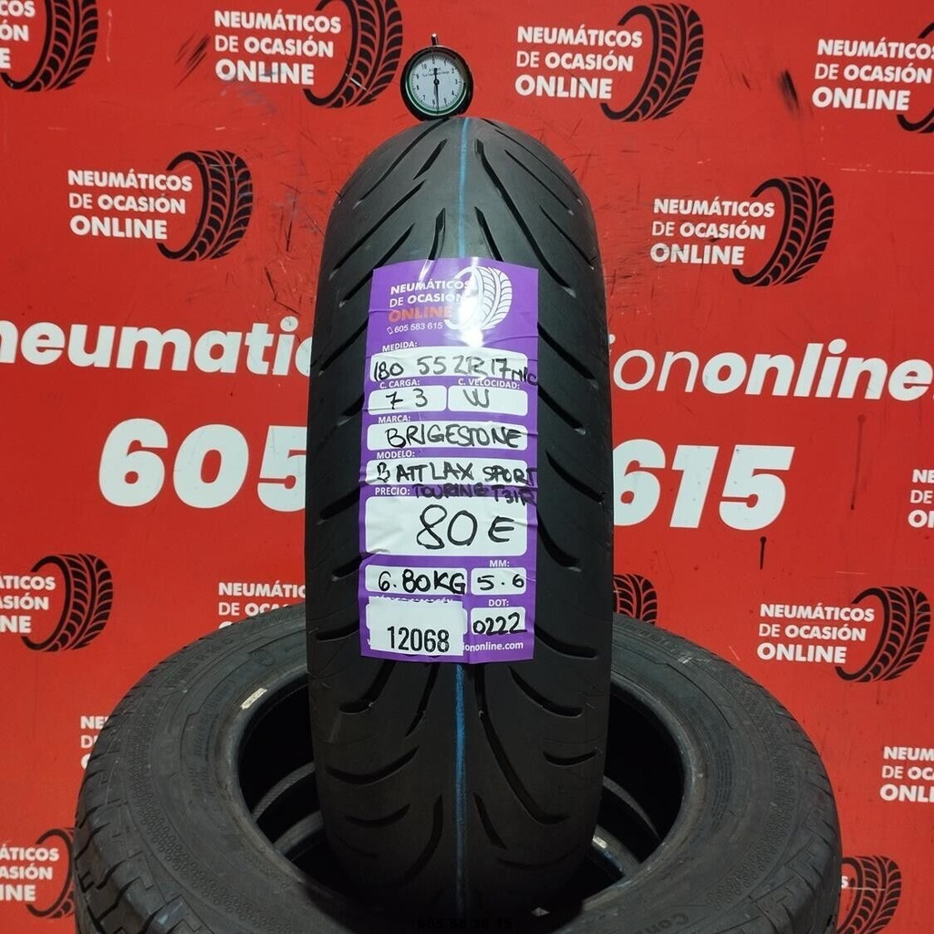 1 neumático de moto 180 55 ZR17 73W BRIDGESTONE BATTLAX SPORT 5.6mm REF:12068