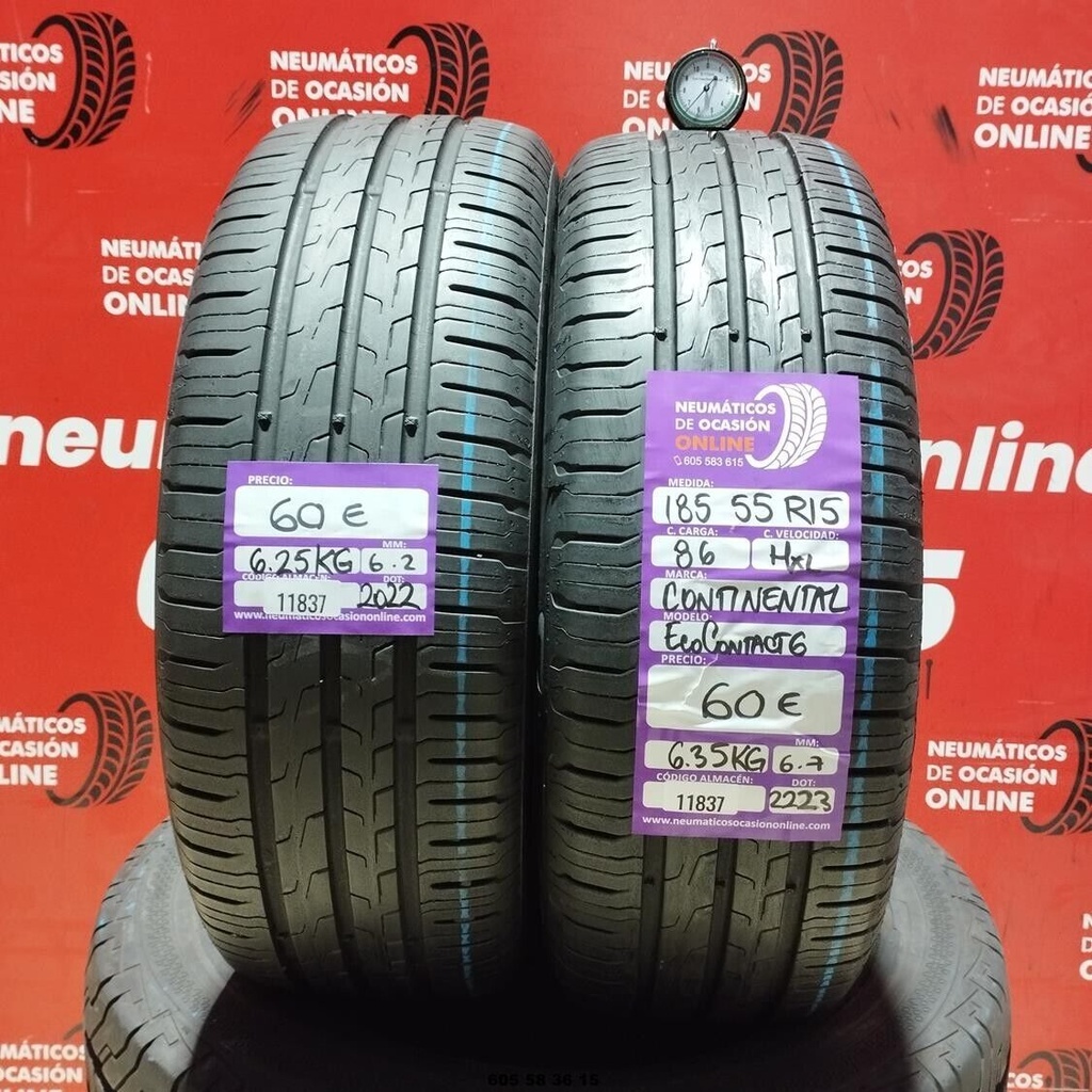 2x 185 55 R15 86HXL CONTINENTAL ECO CONTACT6 6.2/6.7mm REF:11837