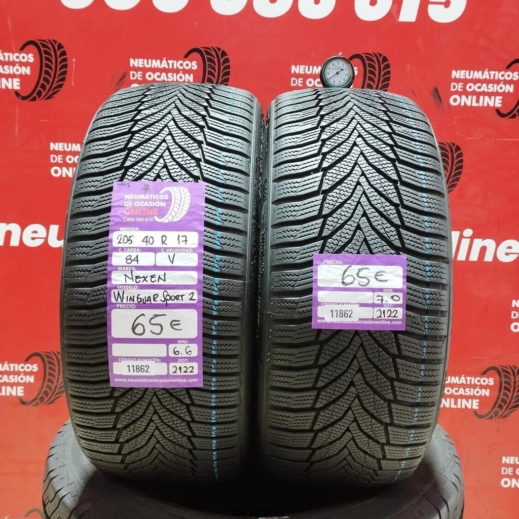 2x 205 40 R17 84V NEXEN WINGUAR SPORT2 6.6/7.0mm REF:11862