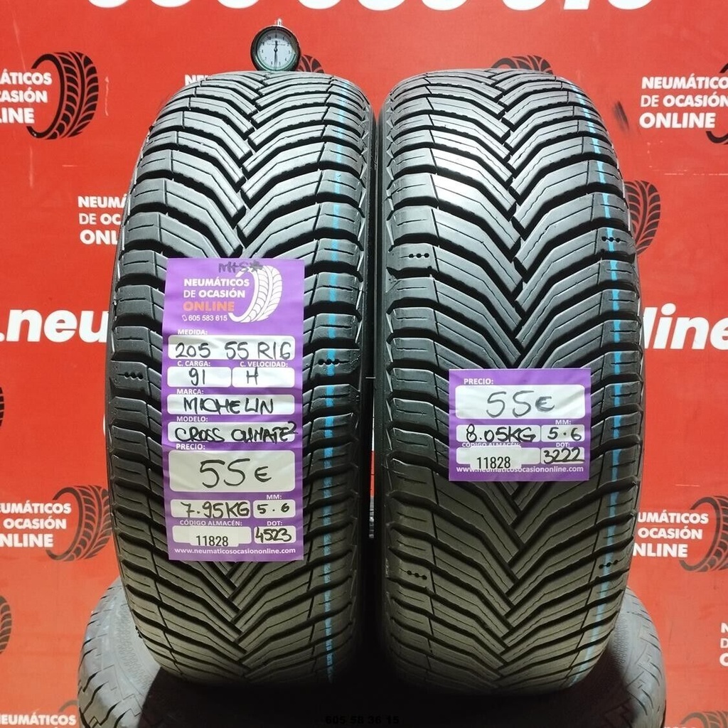 2x 205 55 R16 91H MICHELIN CROSS CLIMATE2 5.6/5.6mm REF:11828