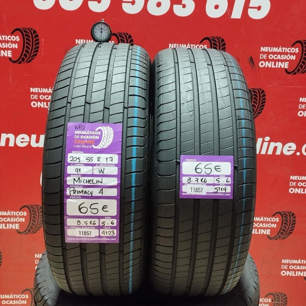 2x 205 55 R17 91W MICHELIN PRIMACY4 MO 5.6/5.6mm REF:11857