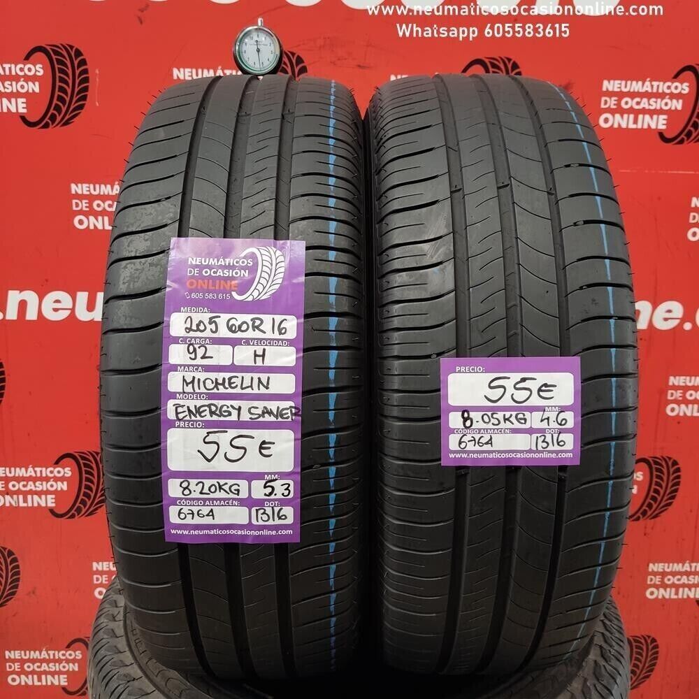 2x 205 60 16 92H MICHELIN ENERGY SAVER 5.3/4.6mm REF:6764