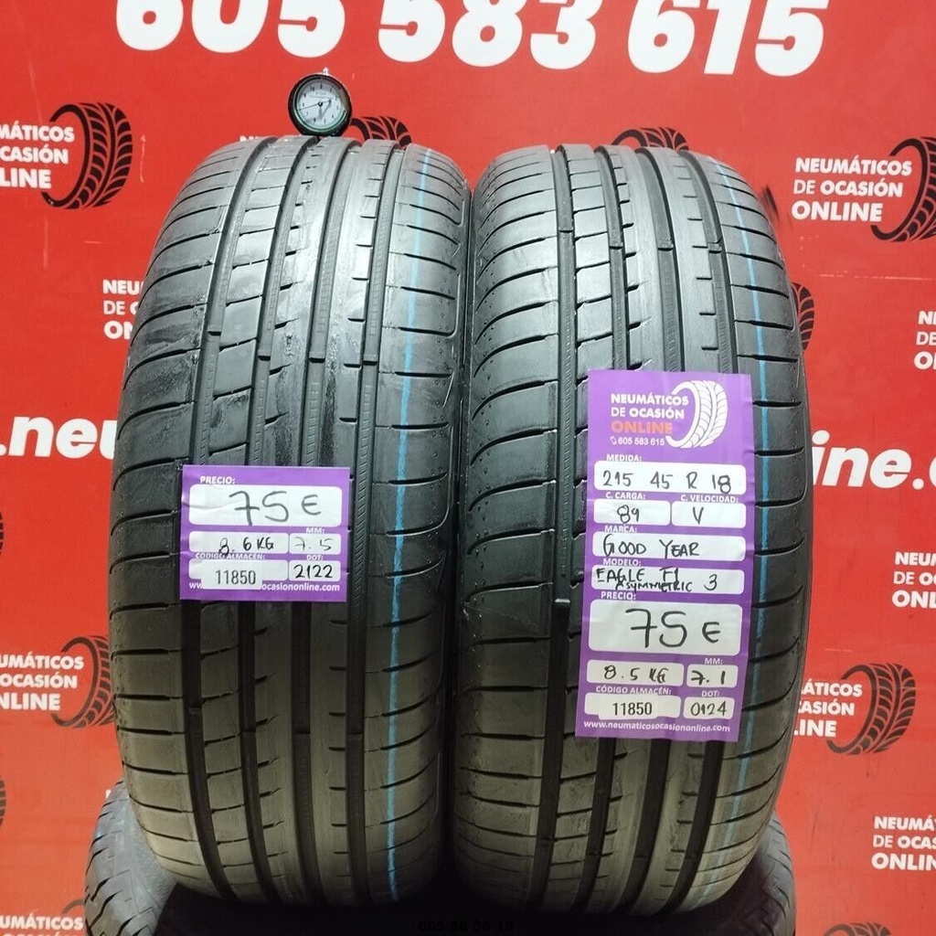 2x 215 45 R18 89V GOODYEAR EAGLE F1 ASYMMETRIC3 7.5/7.1mm REF:11850