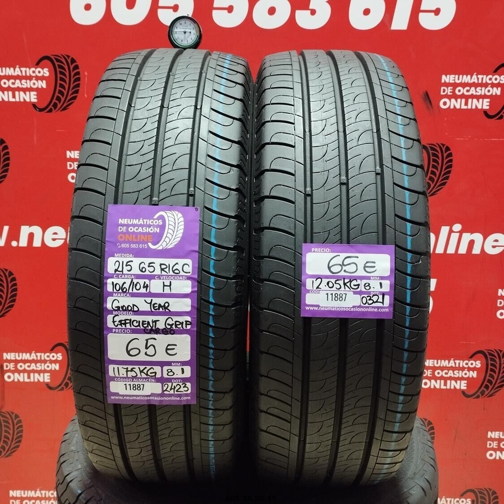 2x 215 65 R16C 106/104H GOODYEAR EFFICIENT GRIP 8.1/8.1mm REF:11887