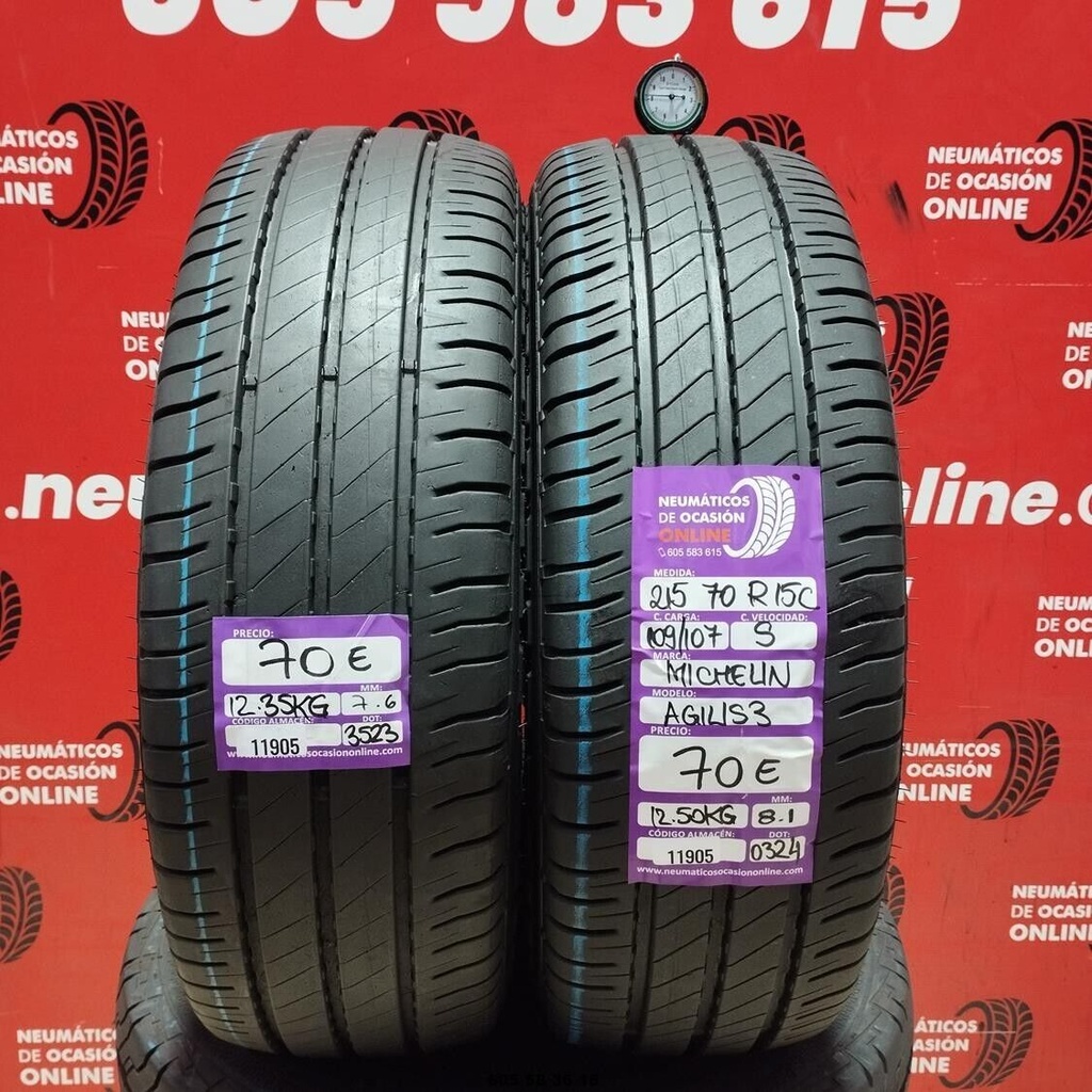 2x 215 70 R15C 109/107S MICHELIN AGILIS3 7.6/8.1mm REF:11905