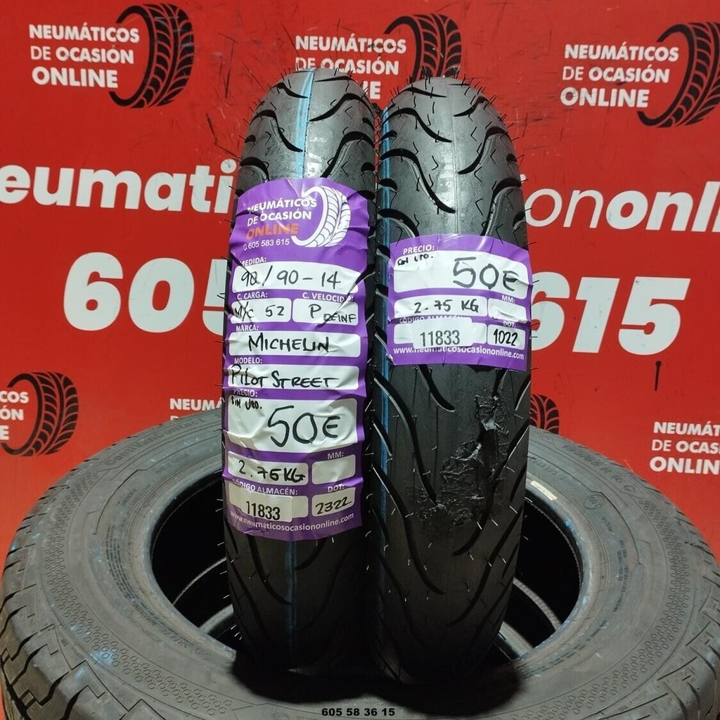 2x 90/90-14 M/C52P MICHELIN PILOT STREET DOT:2322/1022  (SIN USO) Ref:11833