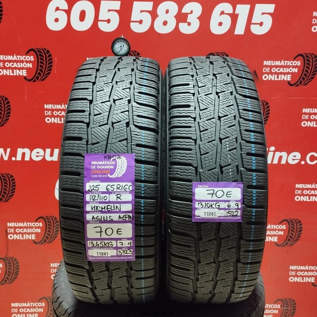 2x 225 65 R16C 112/110R MICHELIN AGILIS ALPIN M+S* 7.4/6.9mm REF:11841