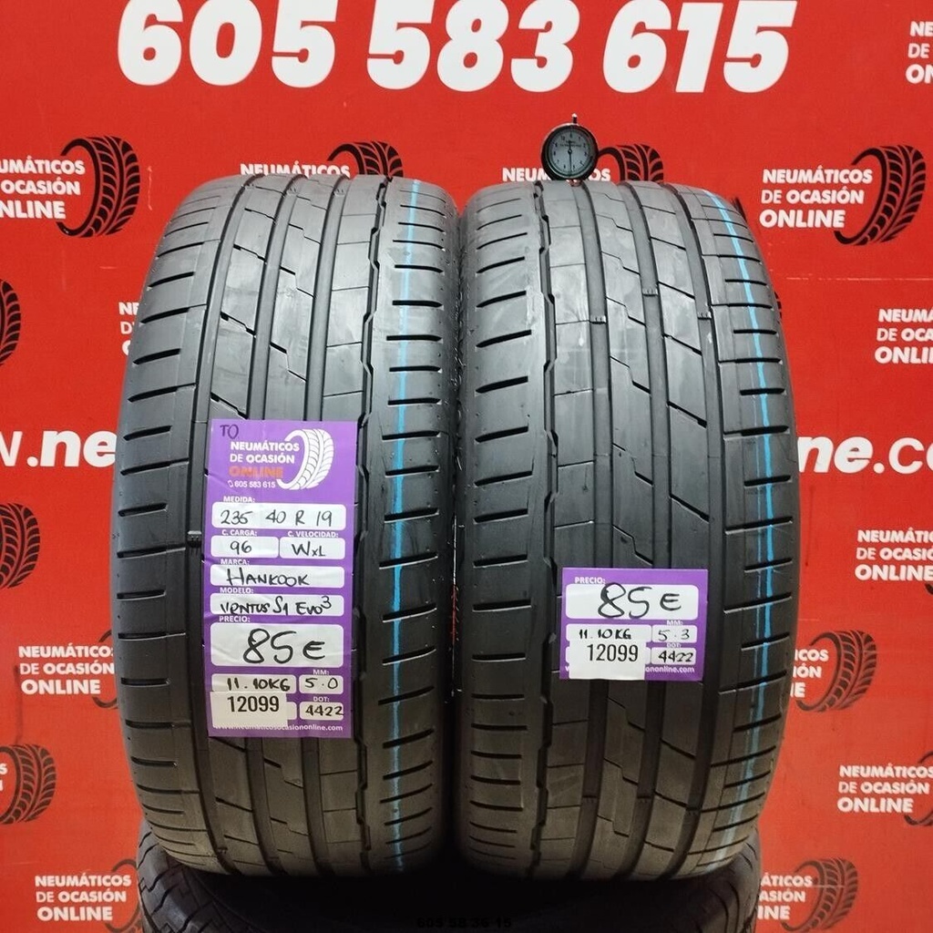 2x 235 40 R19 96WXL HANKOOK VENTUS S1 EVO3 TO 5.0/5.3mm REF:12099