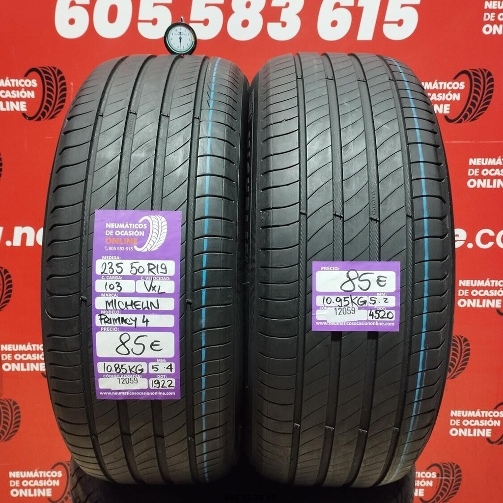 2x 235 50 R19 103VXL MICHELIN PRIMACY4 5.4/5.2mm REF:12059