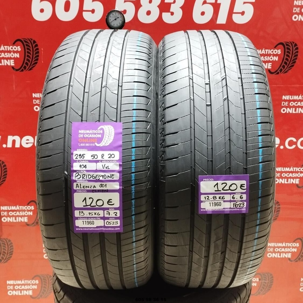 2x 235 50 R20 104VXL BRIDGESTONE ALENZA 001 7.2/6.6mm REF:11960