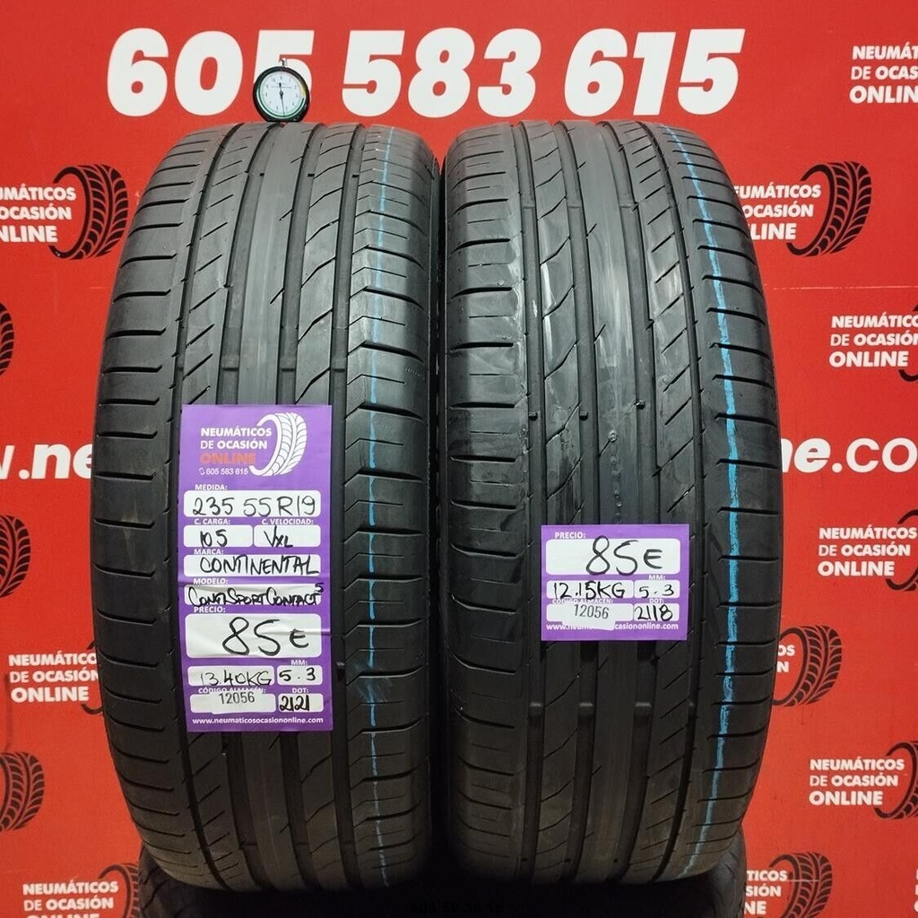 2x 235 55 R19 105VXL CONTINENTAL CONTISPORT CONTACT5 5.3/5.3mm REF:12056