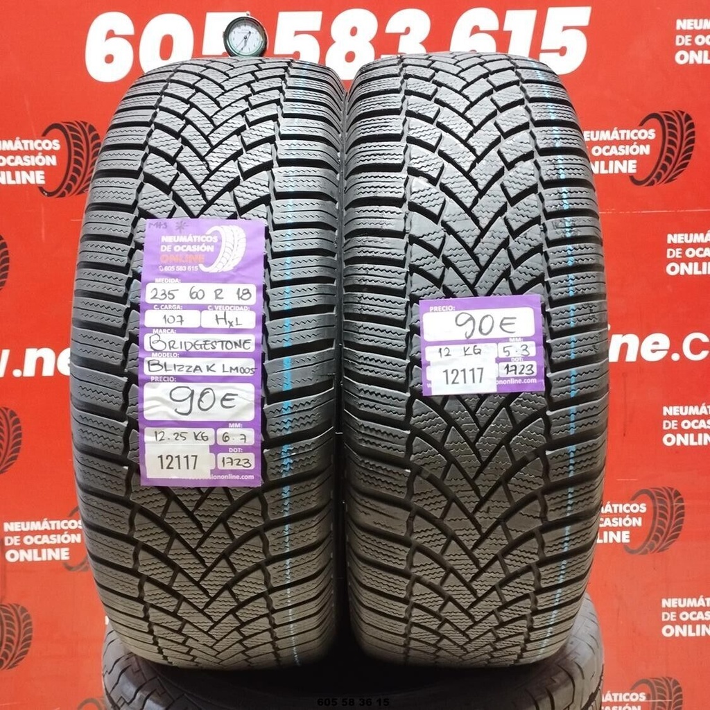 2x 235 60 R18 107HXL BRIDGESTONE BLIZZAK LM005 6.7/5.3mm REF:12117