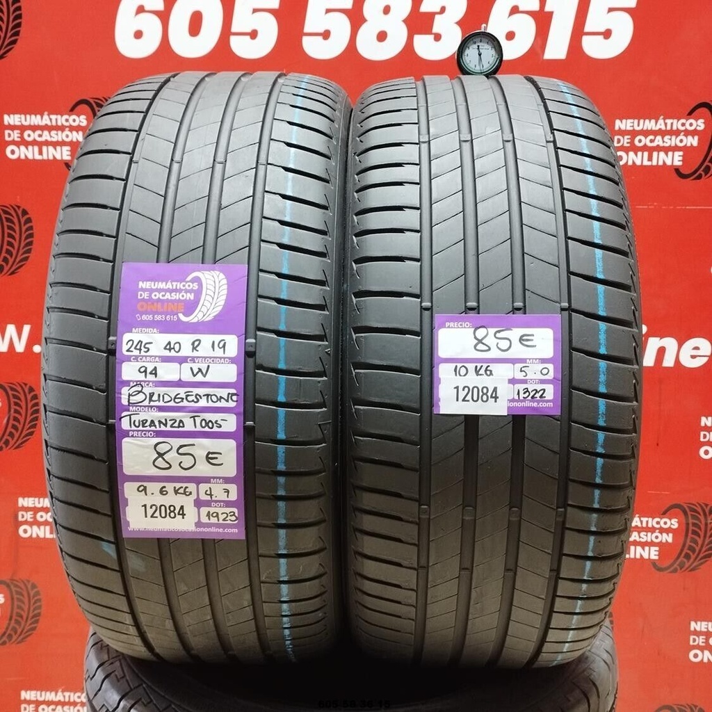 2x 245 40 19 94W BRIDGESTONE TURANZA T005 4.7/4.7mm REF:12084