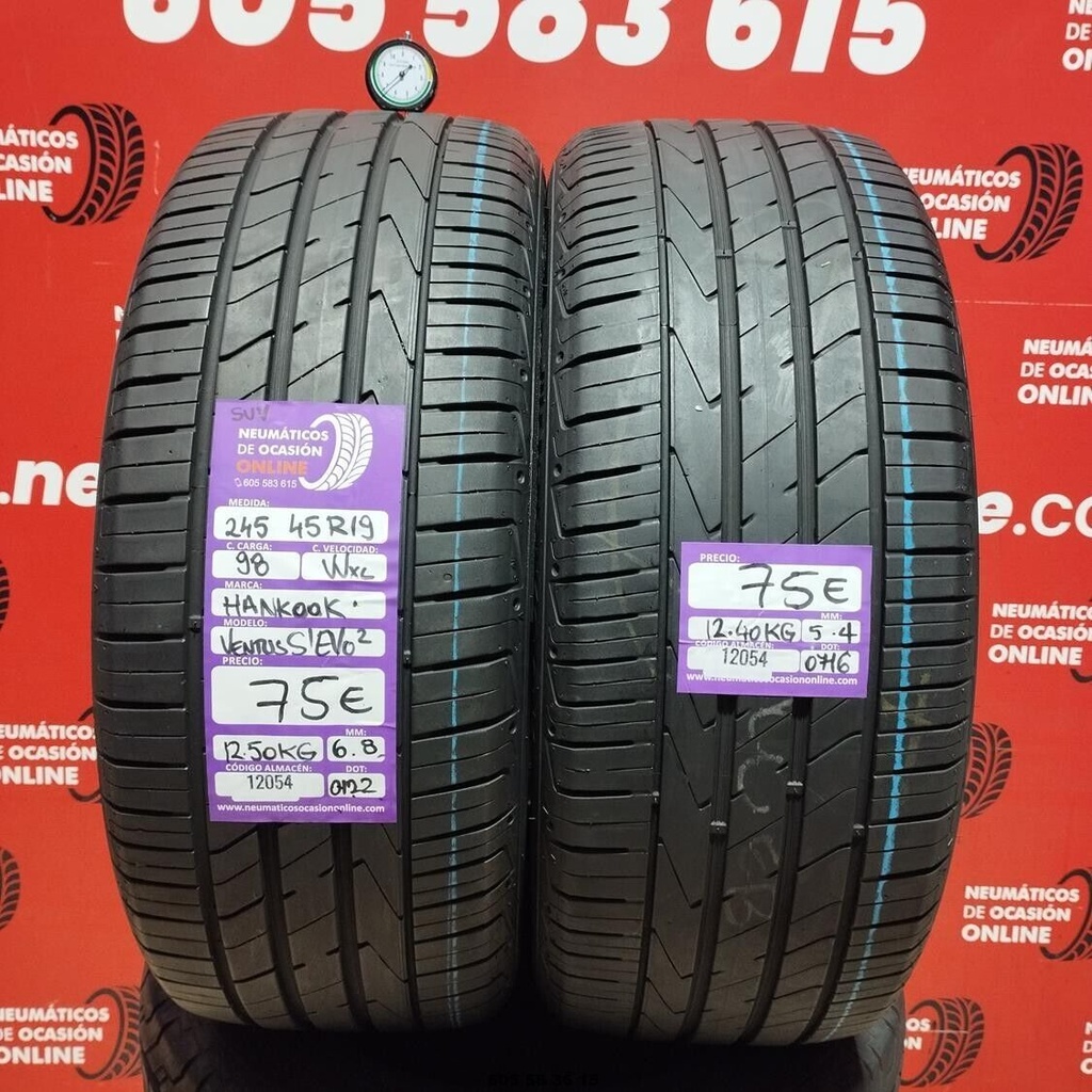 2x 245 45 R19 98WXL HANKOOK VENTUS S1 EVO2 SUV 6.8/5.4mm REF:12054