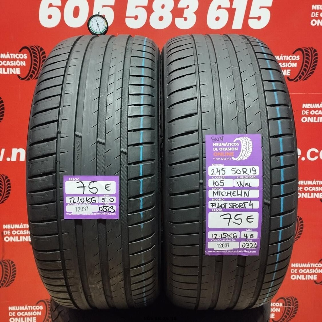 2x 245 50 R19 105WXL MICHELIN PILOT SPORT4 5.0/4.8mm REF:12037