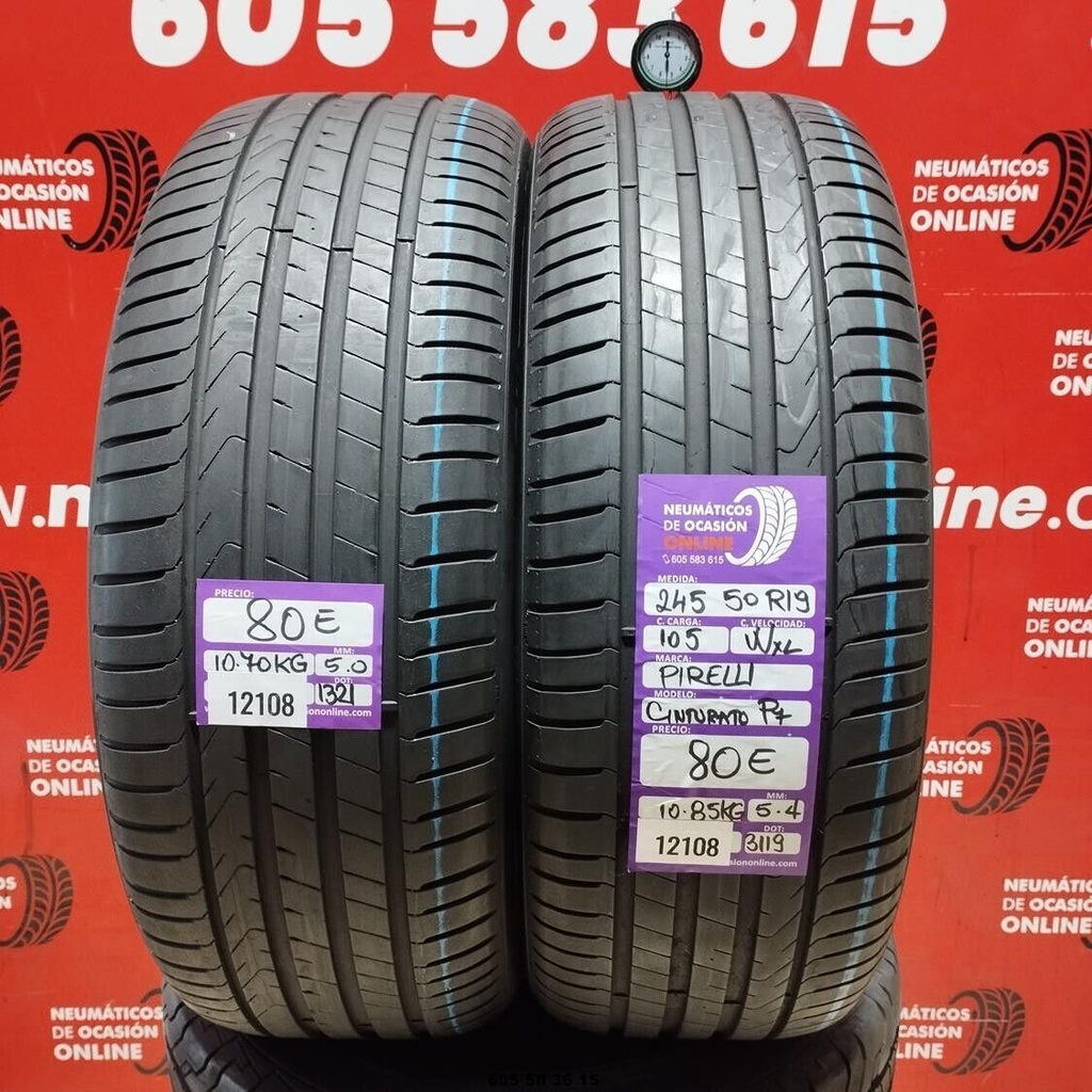 2x 245 50 R19 105WXL PIRELLI CINTURATO P7 5.0/5.4mm REF:12108