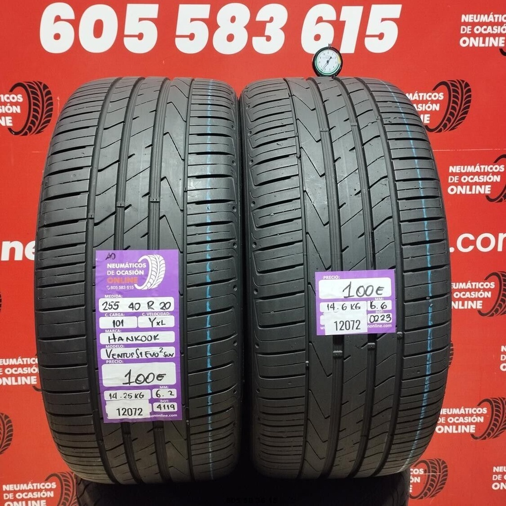 2x 255 40 R20 101YXL HANKOOK VENTUS S1 EVO SUV AO 6.2/6.6mm REF:12072