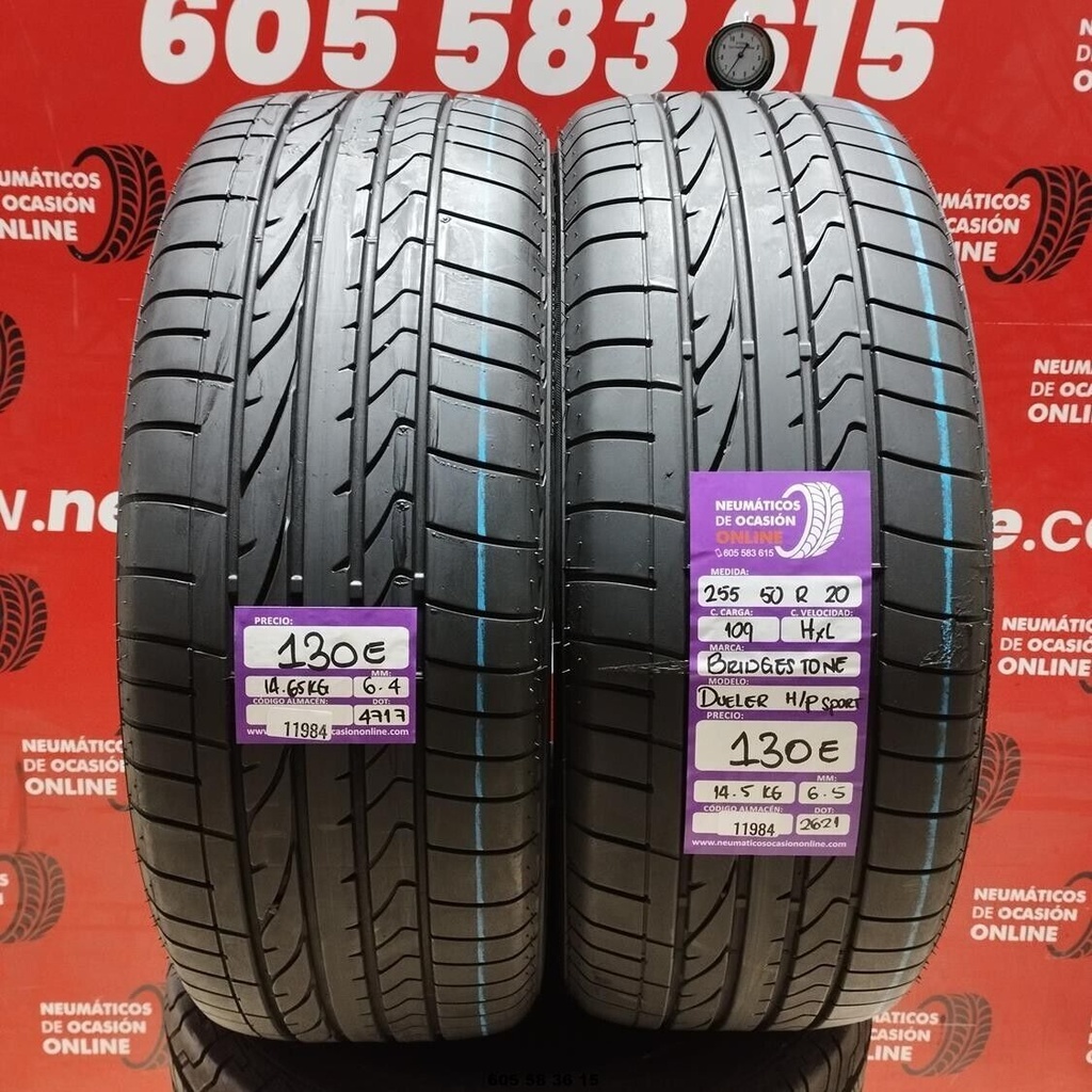 2x 255 50 R20 109HXL BRIDGESTONE DUELER H/P SPORT  6.4/6.5mm REF:11984