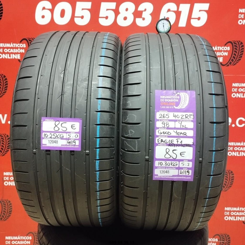 2x 265 40 R19 98YXL GOODYEAR EAGLE F1 ASYMMETRIC 5.2/5.0mm REF:12048