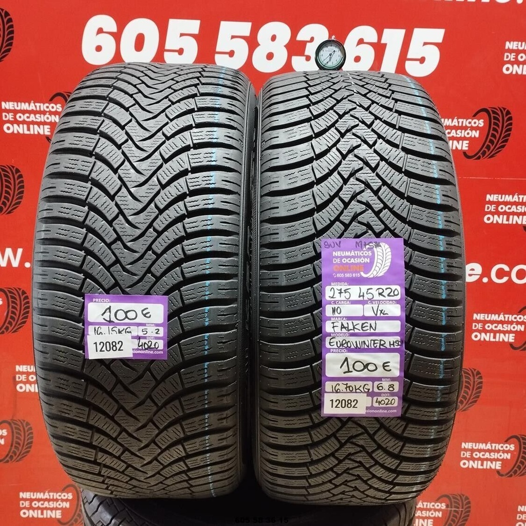 2x 275 45 R20 110VXL FALKEN EUROWINTER SUV M+S* 6.8/5.2mm REF:12082