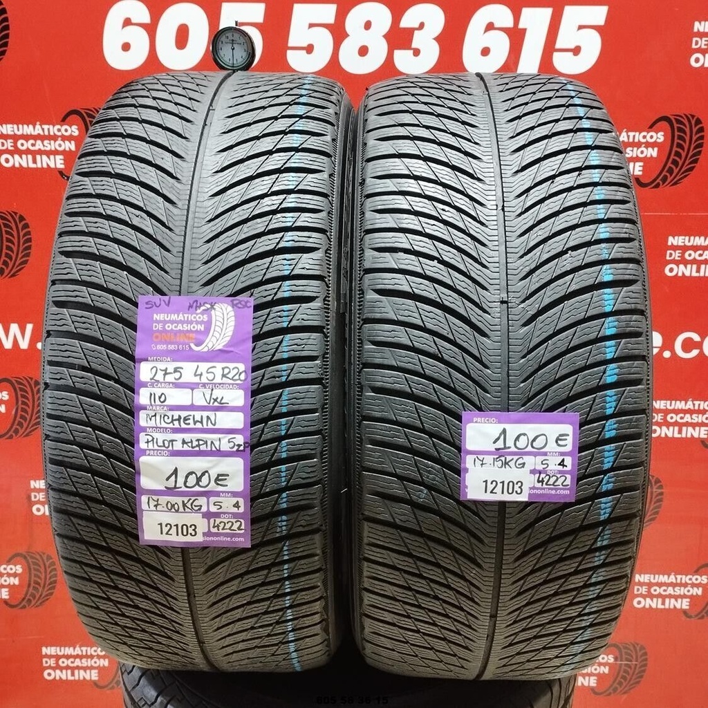 2x 275 45 R20 110VXL MICHELIN PILOT ALPIN 5ZP SUV M+S* RSC 5.4/5.4mm REF:12103