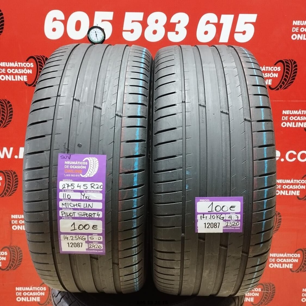 2x 275 45 R20 110YXL MICHELIN PILOT SPORT4 5.0/4.7mm REF:12087