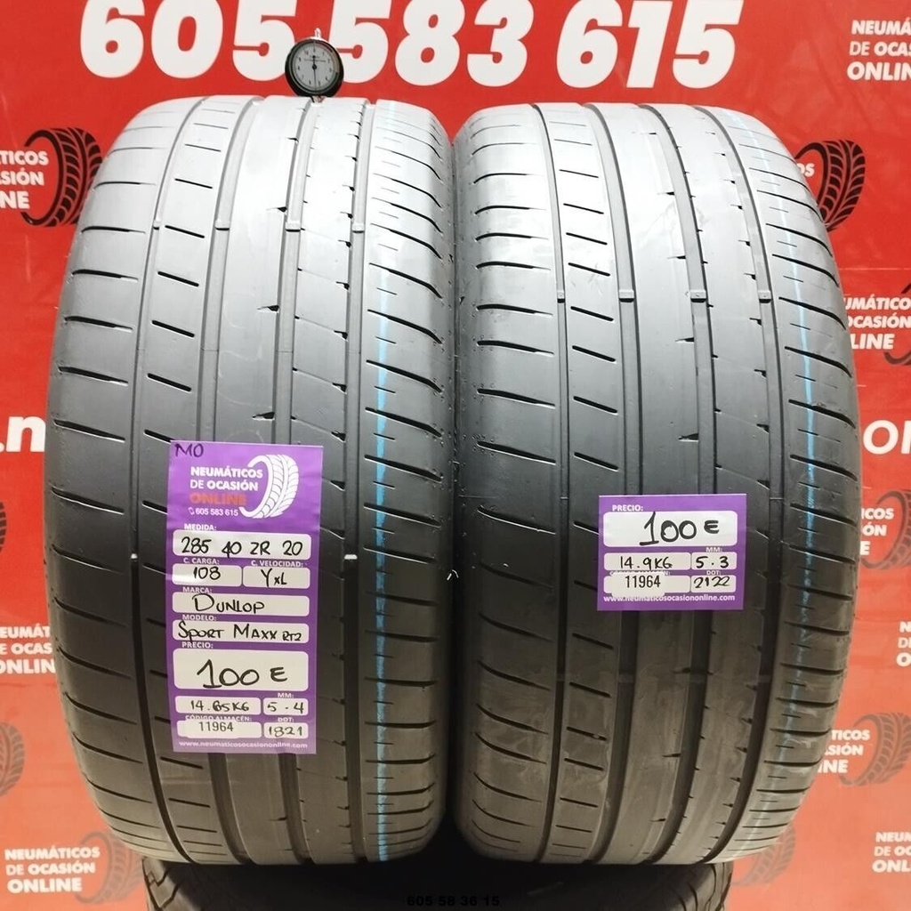 2x 285 40 Z R20 108YXL DUNLOP SPORT MAXX RT2 MO 5.4/5.3mm REF:11964