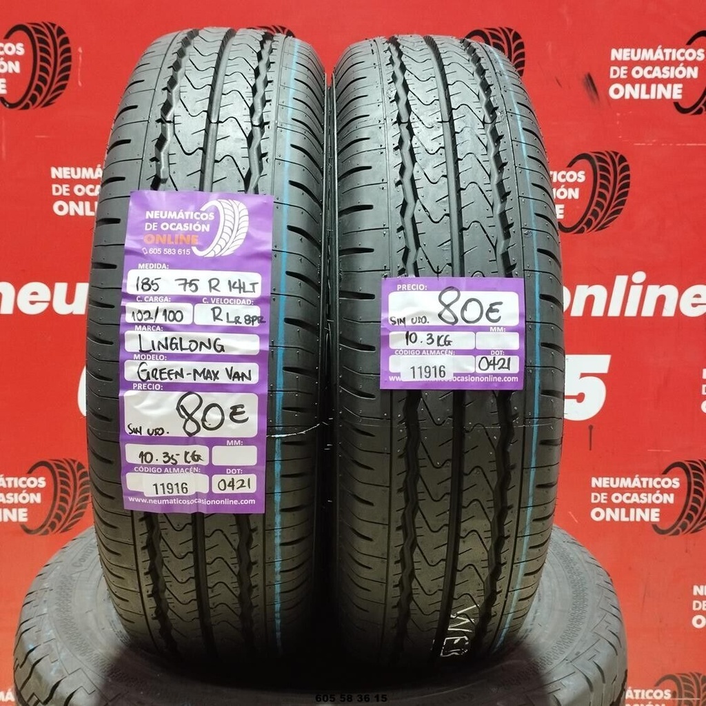 2x 185 75 R14 102/100R LINGLONG DOT:0421/0421  (SIN USO) Ref: 11916