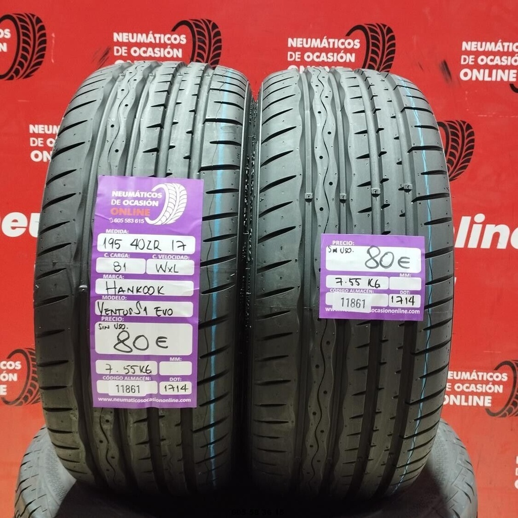 2x195 40 Z R17 81WXL HANKOOK VENTUS S1 EVO DOT:1714/1714 (SIN USO) Ref.11861