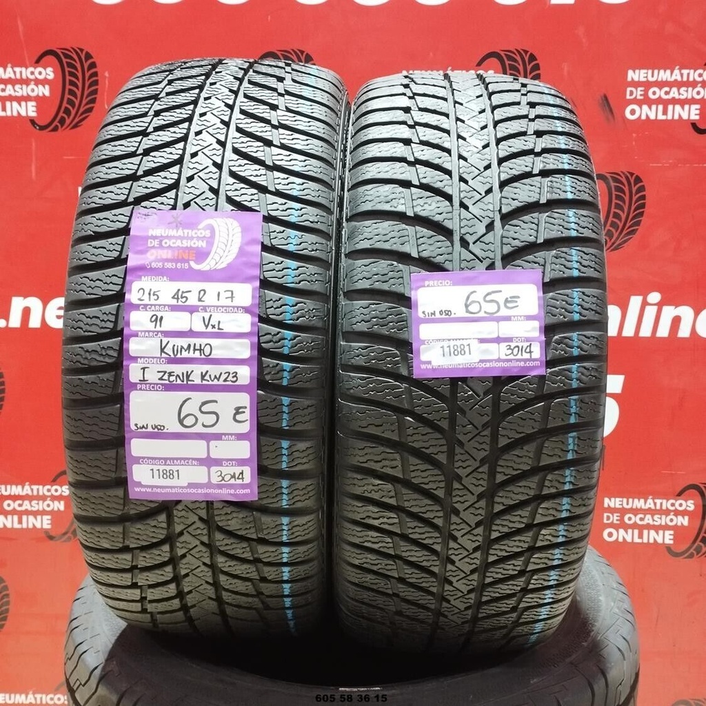 2x 215 45 R17 91VXL KUMHO I ZENK KW23 DOT: 3014 (SIN USO) Ref.11881