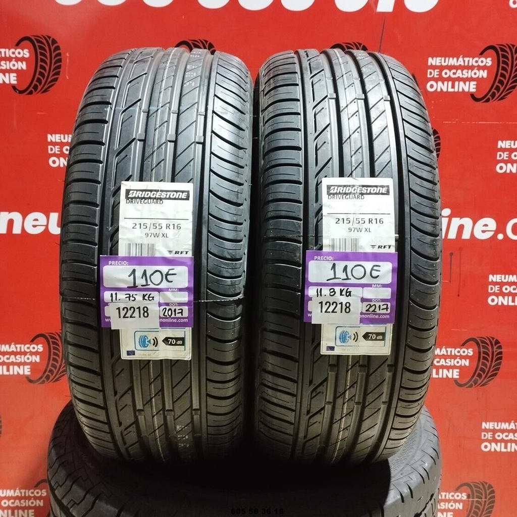 2x 215 55 R16 97WXL BRIDGESTONE DRIVEGUARD DOT:2017/2217 (SIN USO) Ref.12218