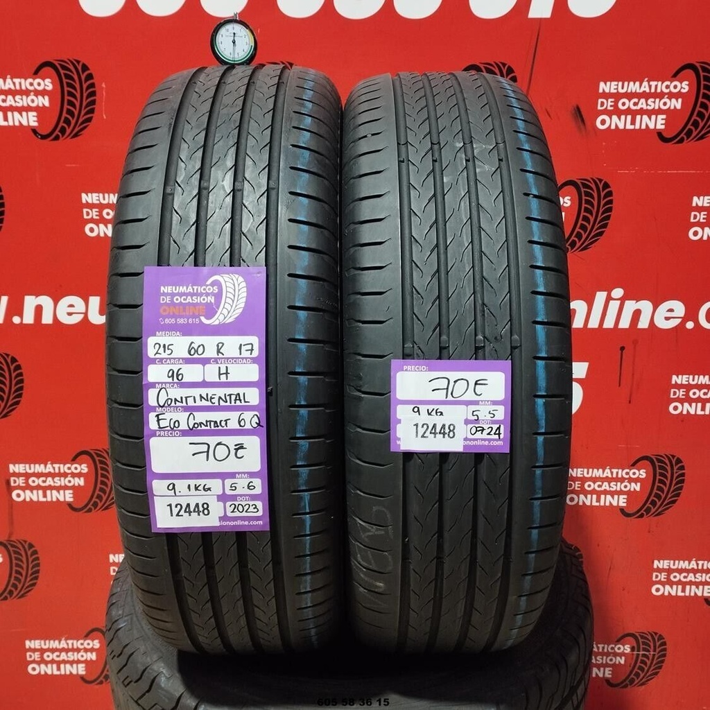 2x 215 60 R17 96H CONTINENTAL ECO CONTACT6Q 5.6/5.5mm REF:12448