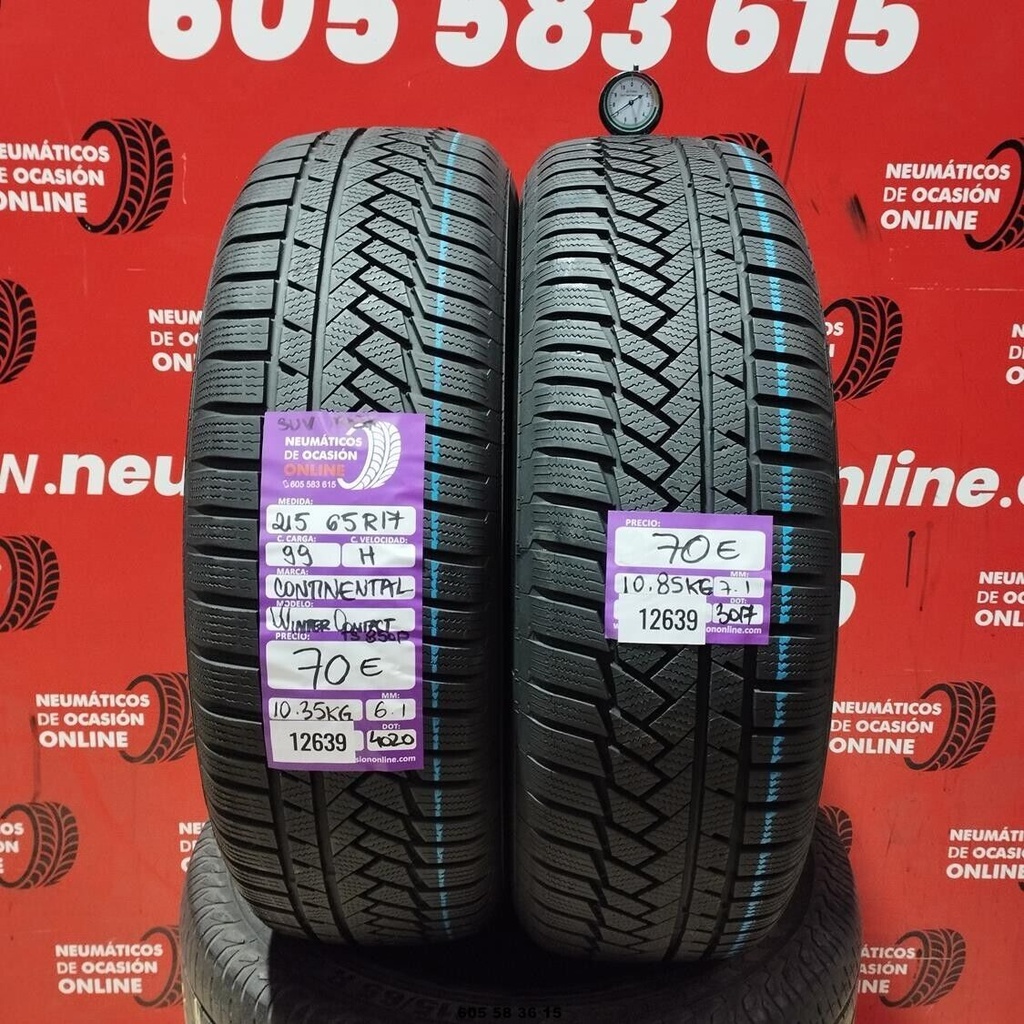 2x 215 65 R17 99H CONTINENTAL WINTER CONTACT SUV M+S* 6.1/7.1mm REF:12639