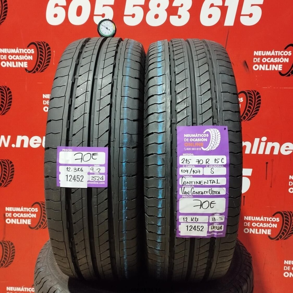 2x 215 70 R15C 109S CONTINENTAL VAN CONTACT ULTRA 9.2/8.5mm REF:12452