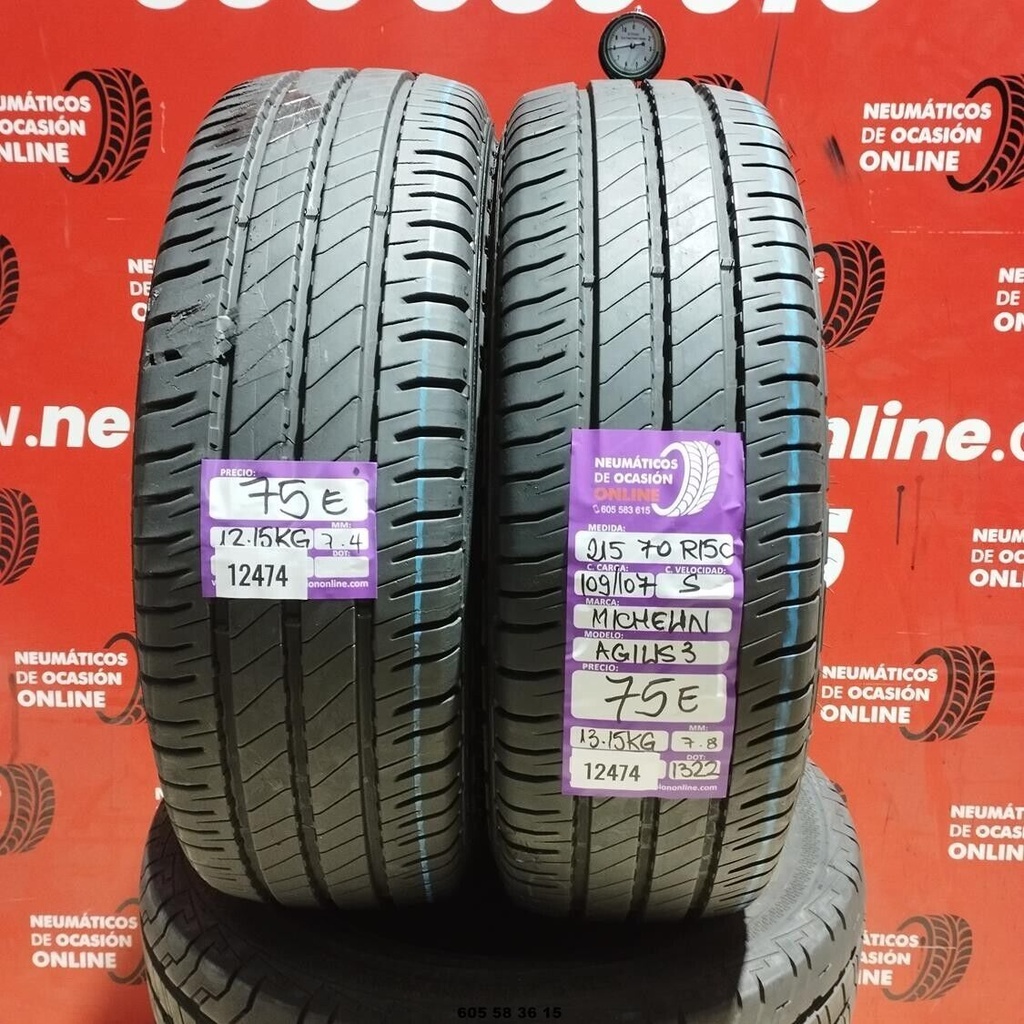 2x 215 70 R15C 109/107S MICHELIN AGILIS3 7.8/7.4mm REF:12474