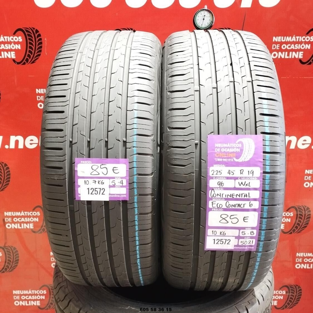 2x 225 45 R19 96WXL CONTINENTAL ECO CONTACT6 5.4/5.8mm REF:12572