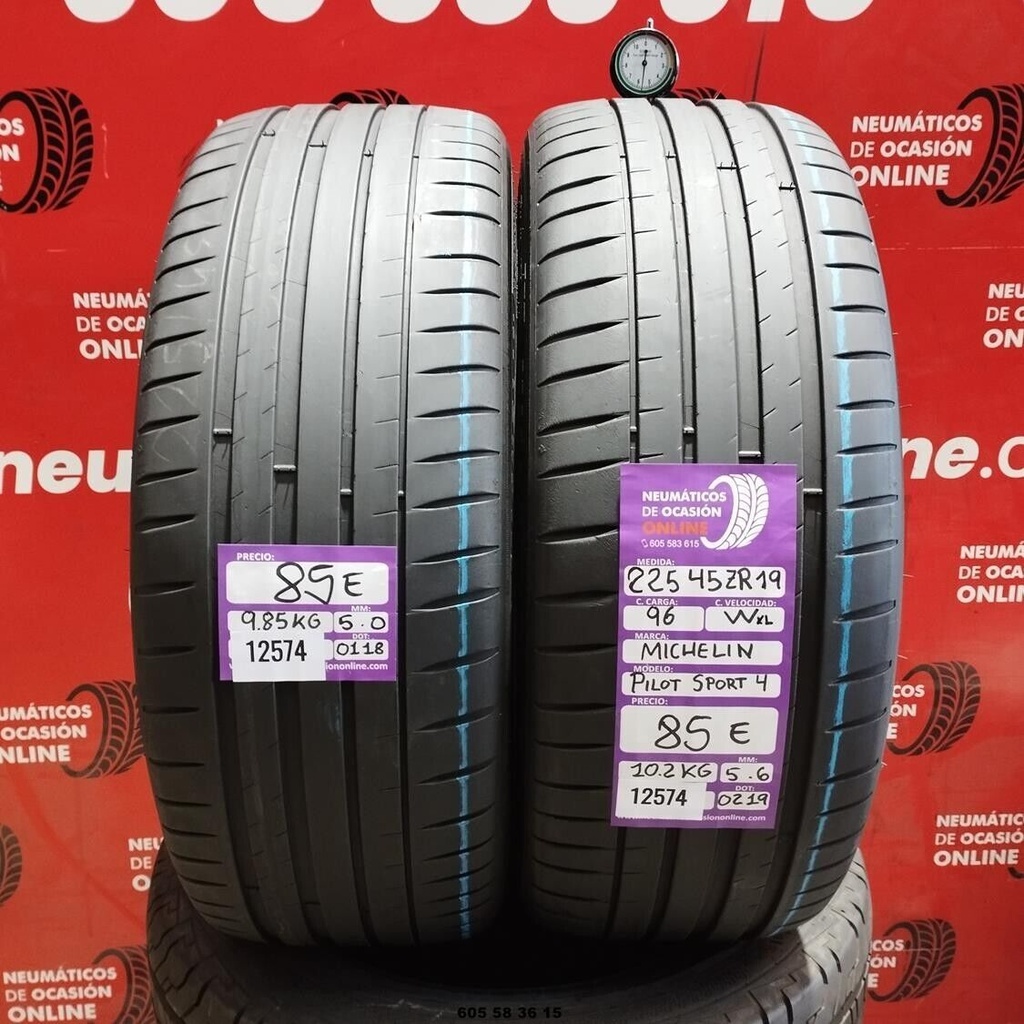 2x 225 45 ZR19 96WXL MICHELIN PILOT SPORT 4 5.0/5.6mm REF:12574