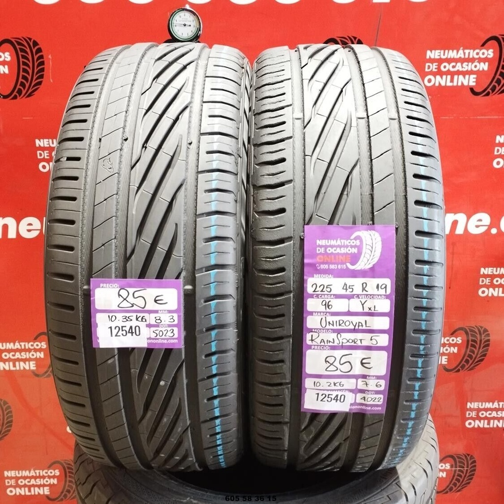 2x 225 45 R19 96YXL UNIROYAL RAIN SPORT5 8.3/7.6mm REF:12540