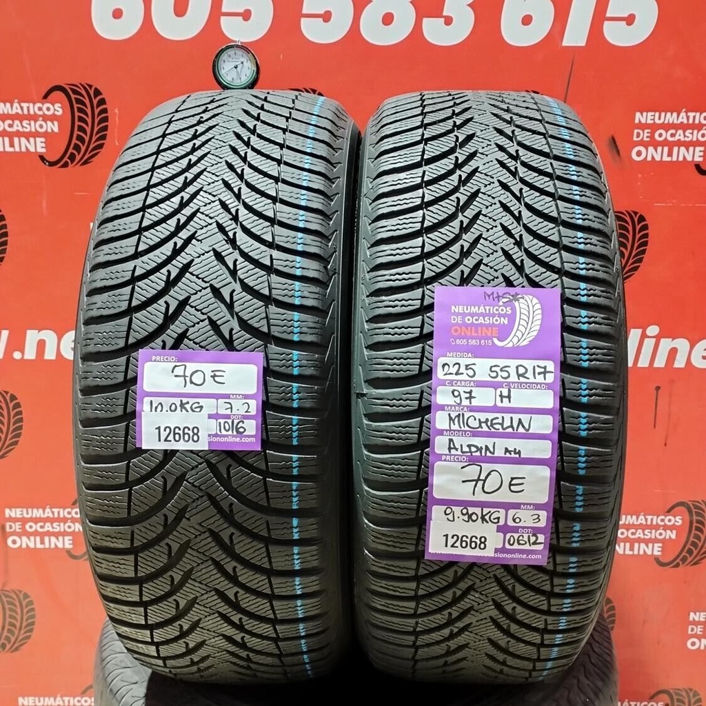 2x 225 55 R17 97H MICHELIN ALPIN M+S* 7.2/6.3mm REF:12668