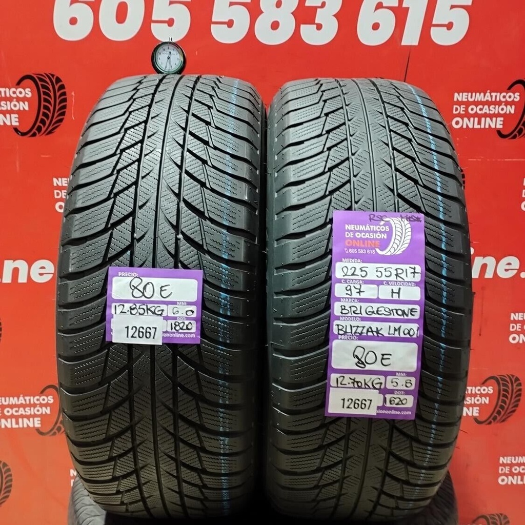 2x 225 55 R17 97H BRIDGESTONE BLIZZAK LM001 RSC M+S* 5.8/6.0mm REF:12667