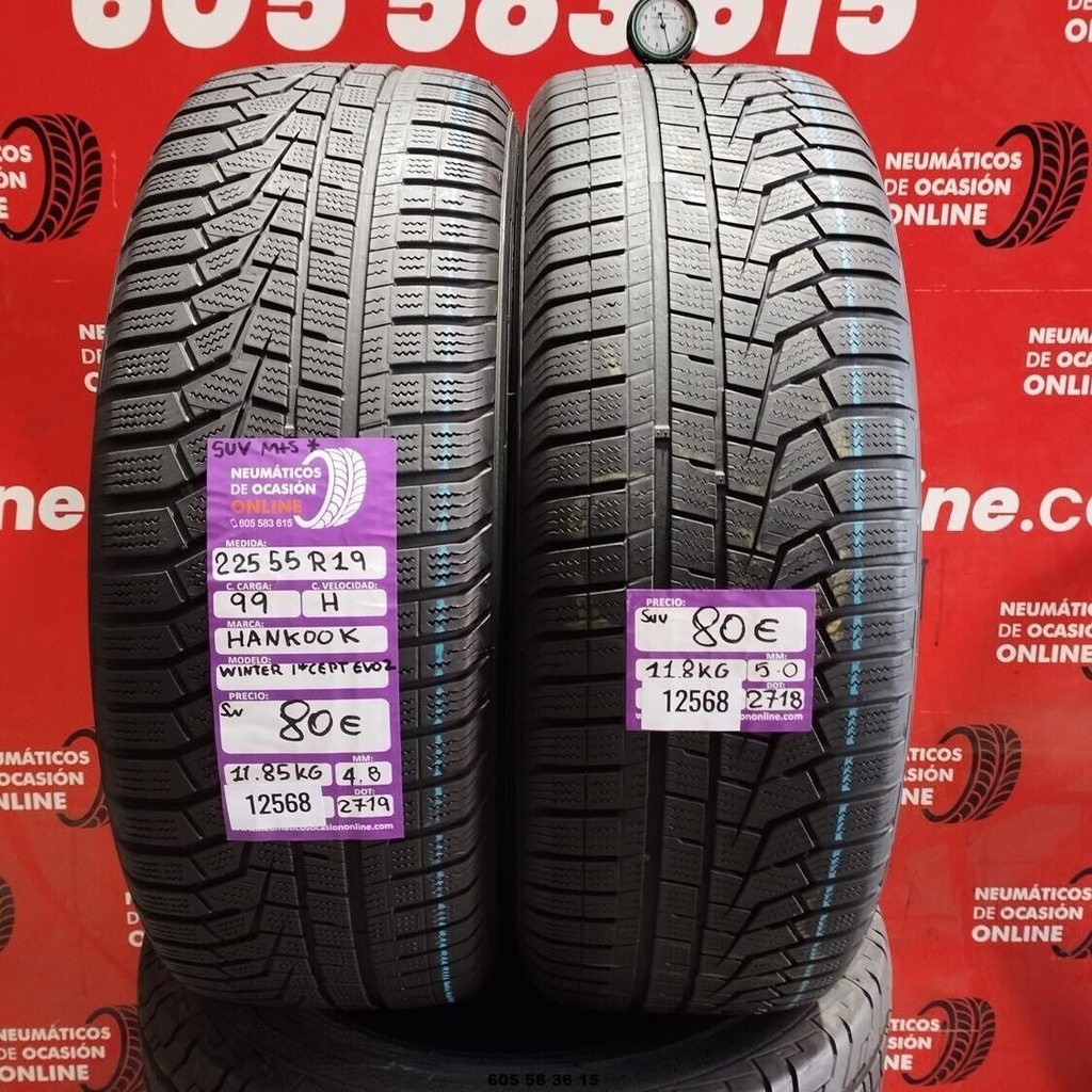 2x 225 55 R19 99H HANKOOK WINTER I*CEPT SUV 4.8/5.0mm REF;12568