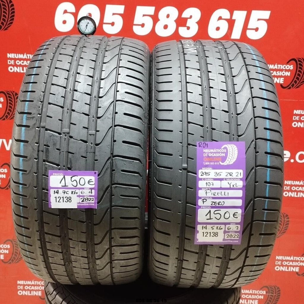 2x 295 35 ZR21 107YXL PIRELLI PZERO R01 6.2/6.4mm REF:12138