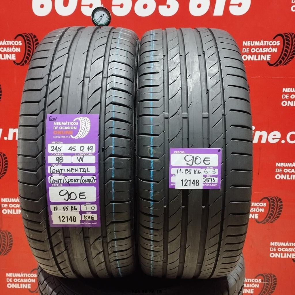 2x 245 45 R19 98W CONTINENTAL CONTISPORT CONTACT5 SUV 7,0/6,3mm REF:12148