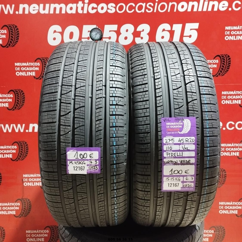 2x 275 45 R20 110VXL PIRELLI SCORPION VERDE VOL M+S* 7.3/6.7mm REF:12167