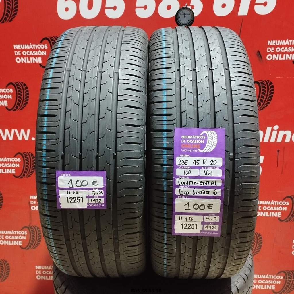 2 x 235 45 R20 100VXL CONTINENTAL ECO CONTACT6 5,3/5,3 mm REF : 12251