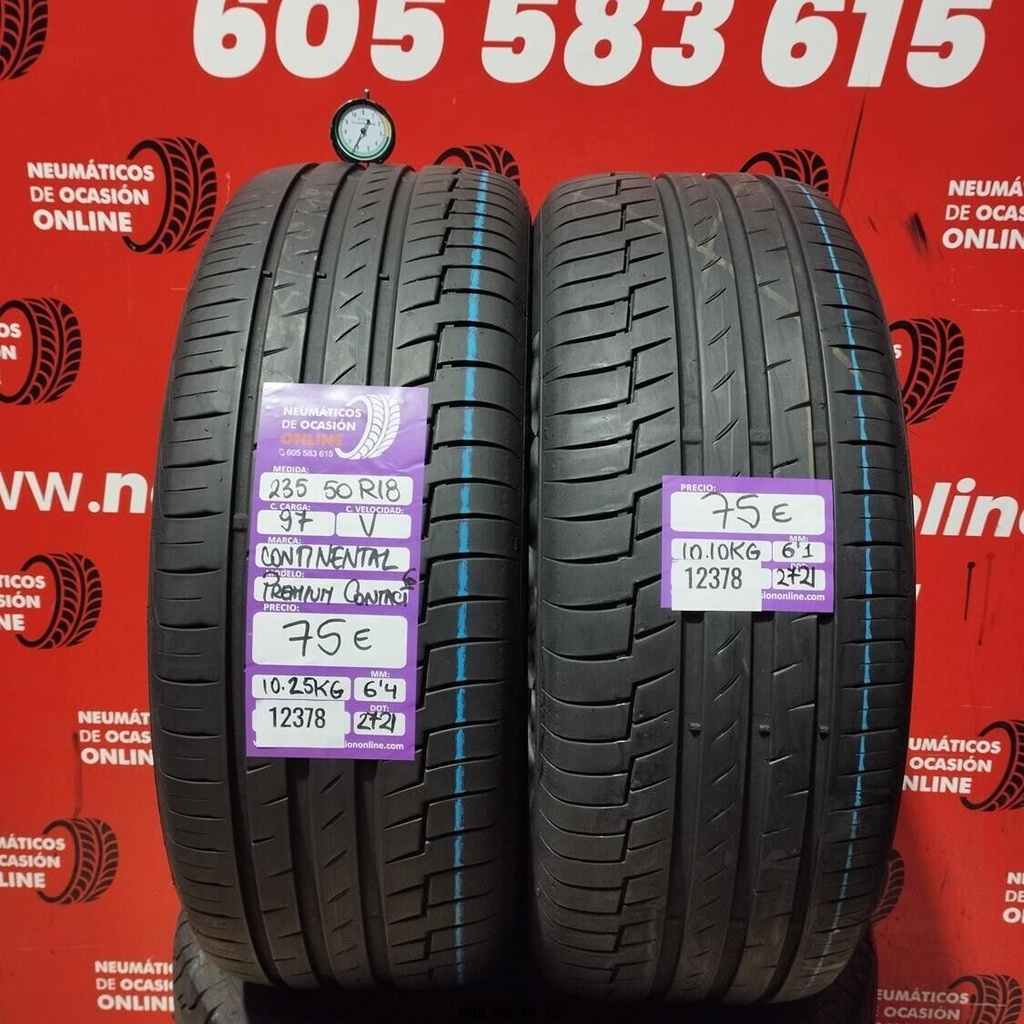 2 x 235 50 R18 97V CONTINENTAL PREMIUM CONTACT6 6,4/6,1 mm REF : 12378