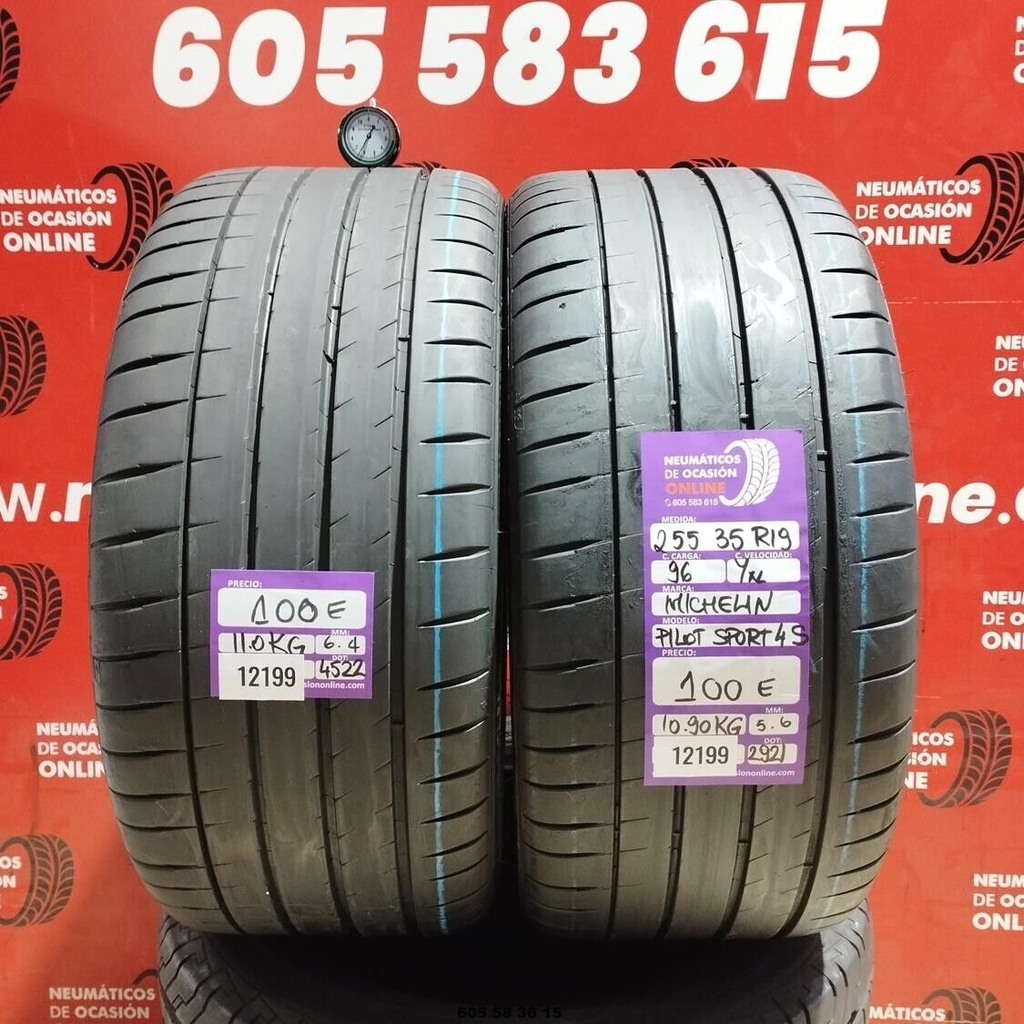 2x 255 35 R19 96YXL MICHELIN PILOT SPORT 4S 5.6/6.4mm REF:12199