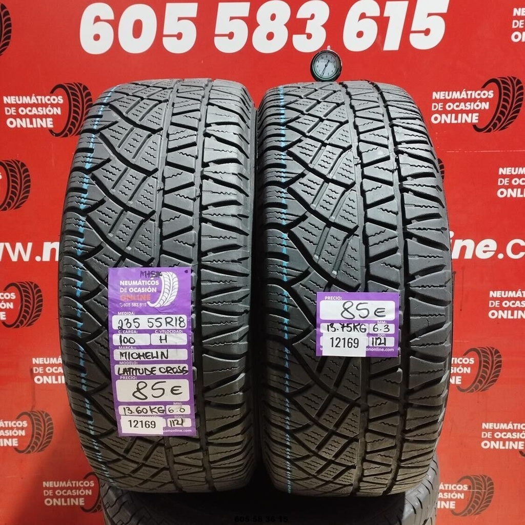 2x 235 55 R18 100H MICHELIN LATITUDE CROSS M+S* 6.0/6.3mm REF:12169