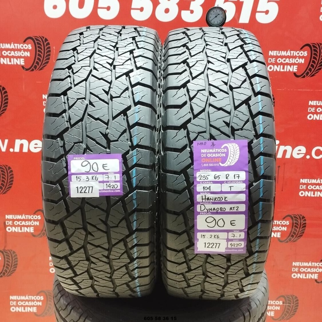 2x 235 65 R17 104T HANKOOK DYNAPRO AT2 M+S* 7.1/7.1mm REF:12277